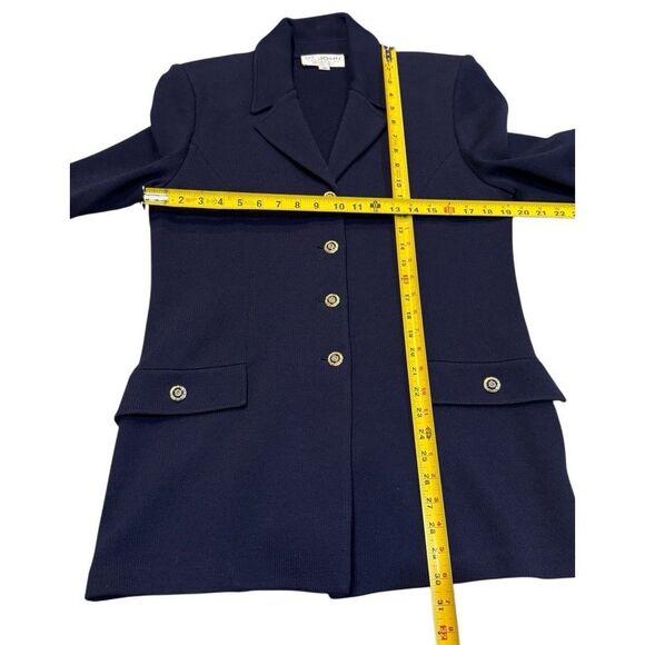 St. John Collection By Marie Gray Womens Four Button Santana Knit Jacket 10 Navy - Picture 13 of 13
